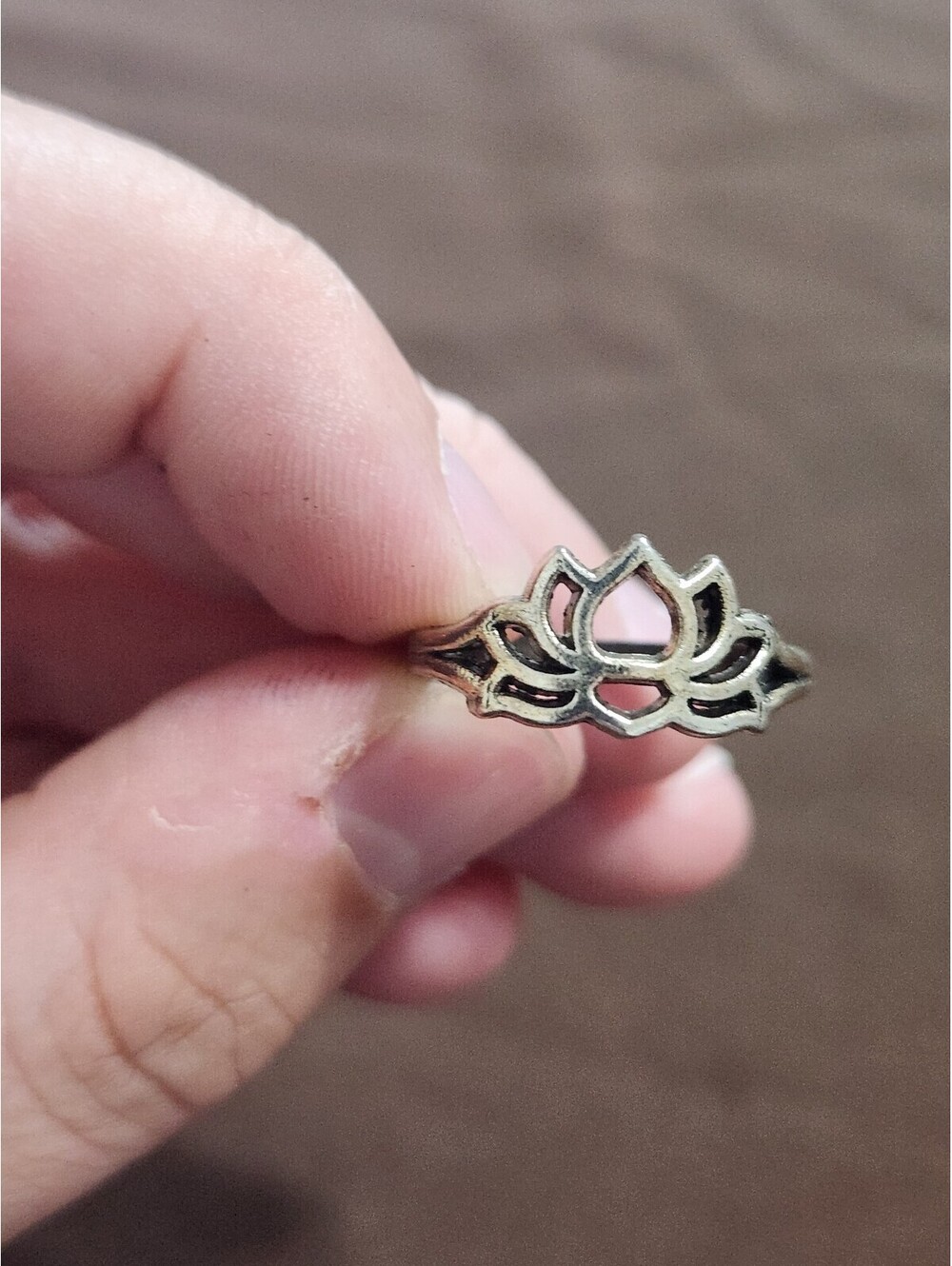 Silver Lotus Flower Ring Size 6.5